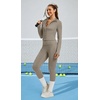image:imageAlaroo 2 Piece Workout Sets for Women 4 Pockets Clothing Matching LeggingsBeige