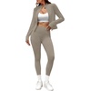 image:imageAlaroo 2 Piece Workout Sets for Women 4 Pockets Clothing Matching LeggingsBeige