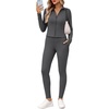 image:imageAlaroo 2 Piece Workout Sets for Women 4 Pockets Clothing Matching LeggingsGrey