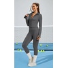 image:imageAlaroo 2 Piece Workout Sets for Women 4 Pockets Clothing Matching LeggingsGrey