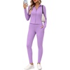 image:imageAlaroo 2 Piece Workout Sets for Women 4 Pockets Clothing Matching LeggingsPurple