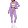 image:imageAlaroo 2 Piece Workout Sets for Women 4 Pockets Clothing Matching LeggingsPurple