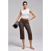 image:imageAlaroo Capri Pants for Women High Waisted Yoga Pants with Pockets  Cropped Workout Leggings for Athletic Casual SummerChocolate Brown