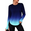 image:imageAlaroo Long Sleeve Shirts Workout Tops for Women UPF 50 Sun Shirt ClothingBlue Gradient