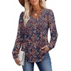 image:imageAlaroo Long Sleeve Shirts for Women V Neck Tops Pleated Tunic PrintPrint 08