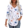 image:imageAlaroo Long Sleeve Shirts for Women V Neck Tops Pleated Tunic PrintPrint 09