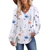 image:imageAlaroo Long Sleeve Shirts for Women V Neck Tops Pleated Tunic PrintPrint 09