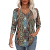 image:imageAlaroo Long Sleeve Shirts for Women V Neck Tops Pleated Tunic PrintPrint 10