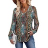 image:imageAlaroo Long Sleeve Shirts for Women V Neck Tops Pleated Tunic PrintPrint 10