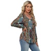 image:imageAlaroo Long Sleeve Shirts for Women V Neck Tops Pleated Tunic PrintPrint 10