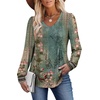 image:imageAlaroo Long Sleeve Shirts for Women V Neck Tops Pleated Tunic PrintPrint 12