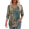 image:imageAlaroo Long Sleeve Shirts for Women V Neck Tops Pleated Tunic PrintPrint 12
