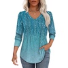 image:imageAlaroo Long Sleeve Shirts for Women V Neck Tops Pleated Tunic PrintPrint 14