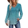 image:imageAlaroo Long Sleeve Shirts for Women V Neck Tops Pleated Tunic PrintPrint 14
