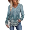 image:imageAlaroo Long Sleeve Shirts for Women V Neck Tops Pleated Tunic PrintPrint 15