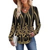 image:imageAlaroo Long Sleeve Shirts for Women V Neck Tops Pleated Tunic PrintPrint 16