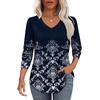 image:imageAlaroo Long Sleeve Shirts for Women V Neck Tops Pleated Tunic PrintPrint 17