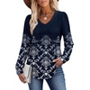 image:imageAlaroo Long Sleeve Shirts for Women V Neck Tops Pleated Tunic PrintPrint 17