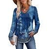image:imageAlaroo Long Sleeve Shirts for Women V Neck Tops Pleated Tunic PrintPrint 19