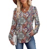 image:imageAlaroo Long Sleeve Shirts for Women V Neck Tops Pleated Tunic PrintPrint 22