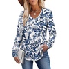 image:imageAlaroo Long Sleeve Shirts for Women V Neck Tops Pleated Tunic PrintPrint 23