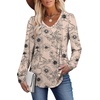 image:imageAlaroo Long Sleeve Shirts for Women V Neck Tops Pleated Tunic PrintPrint 24