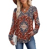 image:imageAlaroo Long Sleeve Shirts for Women V Neck Tops Pleated Tunic PrintPrint 26