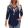 image:imageAlaroo Long Sleeve Shirts for Women V Neck Tops Pleated Tunic PrintPrint 29