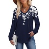 image:imageAlaroo Long Sleeve Shirts for Women V Neck Tops Pleated Tunic PrintPrint 29