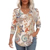 image:imageAlaroo Long Sleeve Shirts for Women V Neck Tops Pleated Tunic PrintPrint 35