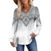 image:imageAlaroo Long Sleeve Shirts for Women V Neck Tops Pleated Tunic PrintPrint 37