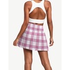 image:imageAlaroo Pleated Tennis Skirt for Women with Pockets Shorts SkortPink Plaid
