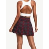 image:imageAlaroo Pleated Tennis Skirt for Women with Pockets Shorts SkortRed Plaid