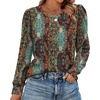 image:imageAlaroo Womens Long Sleeve Shirts 2026 Fall Tunic Tops Crewneck Blouses PrintPrint 04