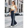 image:imageAlaroo Womens Pants Wide Leg High Waist with Pockets Loose Stretch CasualNavy Blue