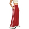 image:imageAlaroo Womens Pants Wide Leg High Waist with Pockets Loose Stretch CasualRed
