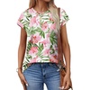 image:imageAlaroo Womens Summer Tops Short Sleeve Shirts Crew Neck Cute Trendy Tunic Blouses S3XLFloral Print 51