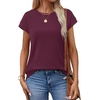 image:imageAlaroo Womens Summer Tops Short Sleeve Shirts Crew Neck Cute Trendy Tunic Blouses S3XLPlain Burgundy