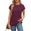 image:imageAlaroo Womens Summer Tops Short Sleeve Shirts Crew Neck Cute Trendy Tunic Blouses S3XLPlain Burgundy