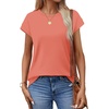 image:imageAlaroo Womens Summer Tops Short Sleeve Shirts Crew Neck Cute Trendy Tunic Blouses S3XLPlain Coral