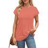 image:imageAlaroo Womens Summer Tops Short Sleeve Shirts Crew Neck Cute Trendy Tunic Blouses S3XLPlain Coral