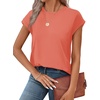 image:imageAlaroo Womens Summer Tops Short Sleeve Shirts Crew Neck Cute Trendy Tunic Blouses S3XLPlain Coral