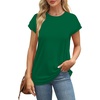 image:imageAlaroo Womens Summer Tops Short Sleeve Shirts Crew Neck Cute Trendy Tunic Blouses S3XLPlain Green
