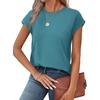 image:imageAlaroo Womens Summer Tops Short Sleeve Shirts Crew Neck Cute Trendy Tunic Blouses S3XLPlain Light Blue