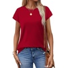 image:imageAlaroo Womens Summer Tops Short Sleeve Shirts Crew Neck Cute Trendy Tunic Blouses S3XLPlain Red