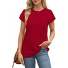 image:imageAlaroo Womens Summer Tops Short Sleeve Shirts Crew Neck Cute Trendy Tunic Blouses S3XLPlain Red