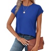 image:imageAlaroo Womens Summer Tops Short Sleeve Shirts Crew Neck Cute Trendy Tunic Blouses S3XLPlain Royal Blue