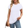 image:imageAlaroo Womens Summer Tops Short Sleeve Shirts Crew Neck Cute Trendy Tunic Blouses S3XLPlain White