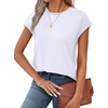 image:imageAlaroo Womens Summer Tops Short Sleeve Shirts Crew Neck Cute Trendy Tunic Blouses S3XLPlain White