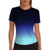 image:imageAlaroo Womens Summer Tops Short Sleeve Shirts Crewneck Basic TeeBlue Gradient